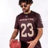 Rhein Fire Fan Jersey 2 Rhein Fire Fan Jersey -Football Gear Shop 1 Merchandise 2023 Burgundy Cropped Jersey Men RHF SizeL Yannik