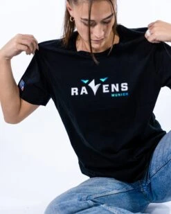 Munich Ravens Iconic T-Shirt -Football Gear Shop Black Iconic MUC T Shirt 4 min
