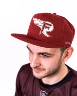 Rhein Fire Snapback Cap -Football Gear Shop Merchandise 2023 Aron Burgundy Detail Men OneSize RHF Snapback