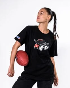 Helvetic Guards Iconic T-Shirt -Football Gear Shop Merchandise 2023 Black Cropped Eleni HVG Logo T Shirt Women