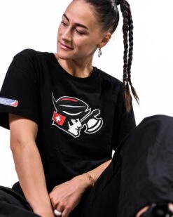 Helvetic Guards Iconic T-Shirt -Football Gear Shop Merchandise 2023 Black Detail Eleni HVG Logo T Shirt Women