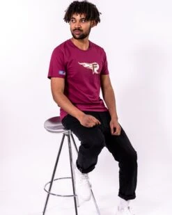Rhein Fire Iconic T-Shirt 9 Rhein Fire Iconic T-Shirt -Football Gear Shop Merchandise 2023 Burgundy FullBody Logo Men RHF SizeM T Shirt Yannik